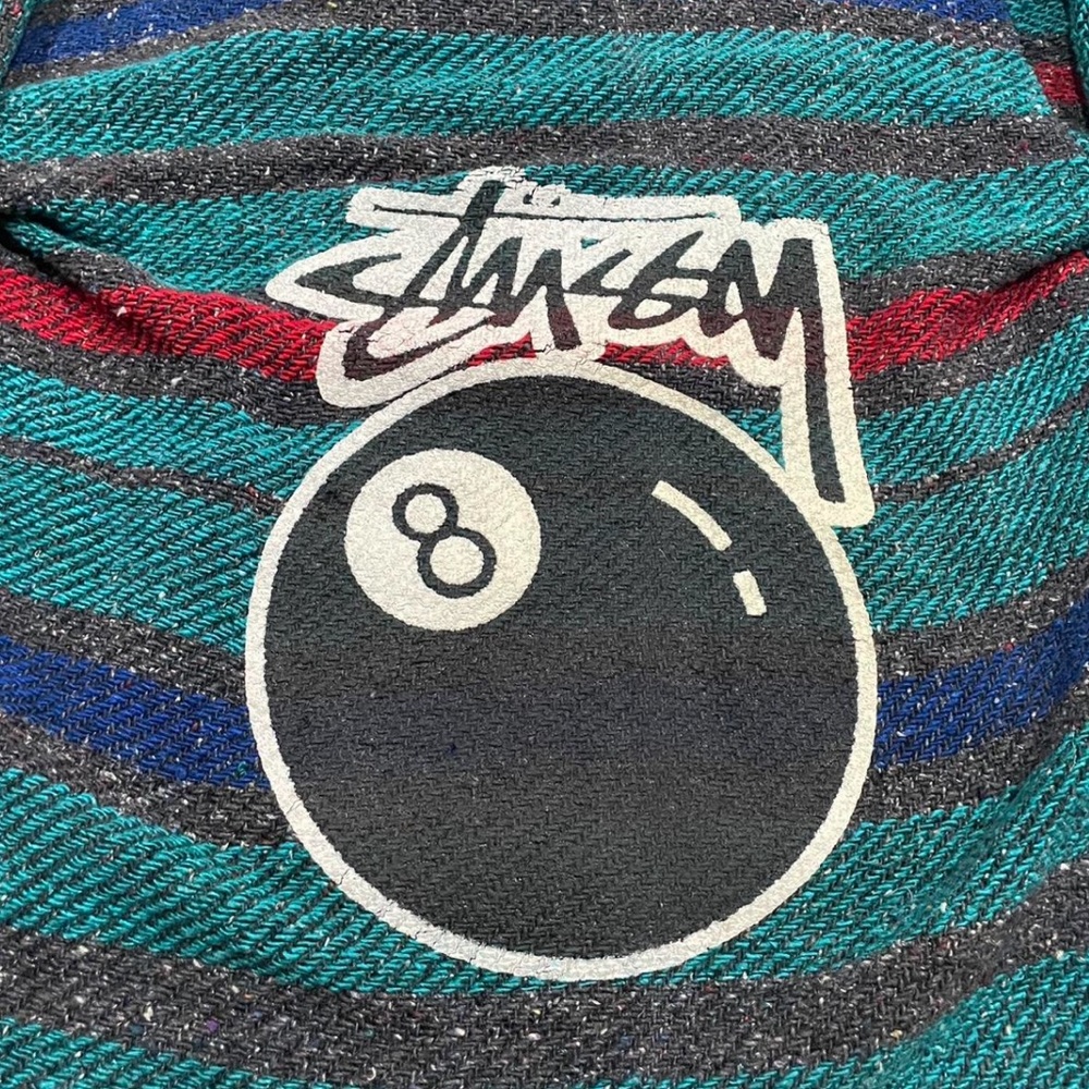 Vintage 90s Stussy Baja Hoodie Drug Rug Pullover One 8 Ball Rasta Sz S - M - Picture 3 of 7